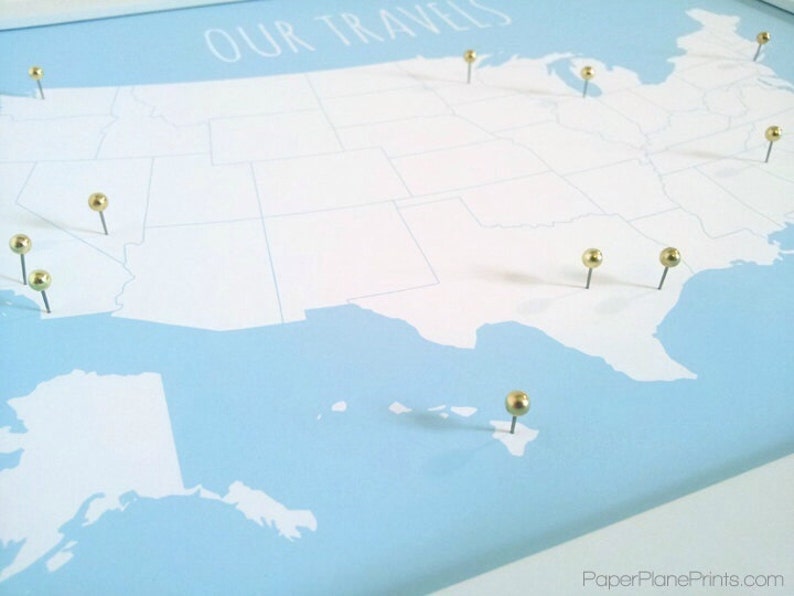 US Map With Pins United States Push Pin Map for Couples Wall Etsy