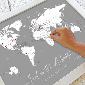 Adventure Is Out There Unframed Poster Unique Sentimental Valentines Gift Map Print, World Traveler Wall Decor Family Vacation Tracker image 2