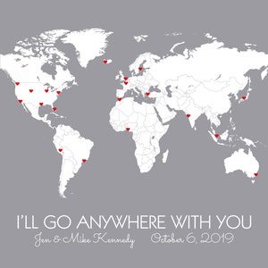 Personalized World Map Poster You Are My Greatest Adventure, Unframed Travel Map Print, Opt. Pins First Wedding Anniversary Gift for Him image 7