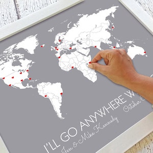 Personalized World Map Poster You Are My Greatest Adventure, Unframed Travel Map Print, Opt. Pins First Wedding Anniversary Gift for Him image 8