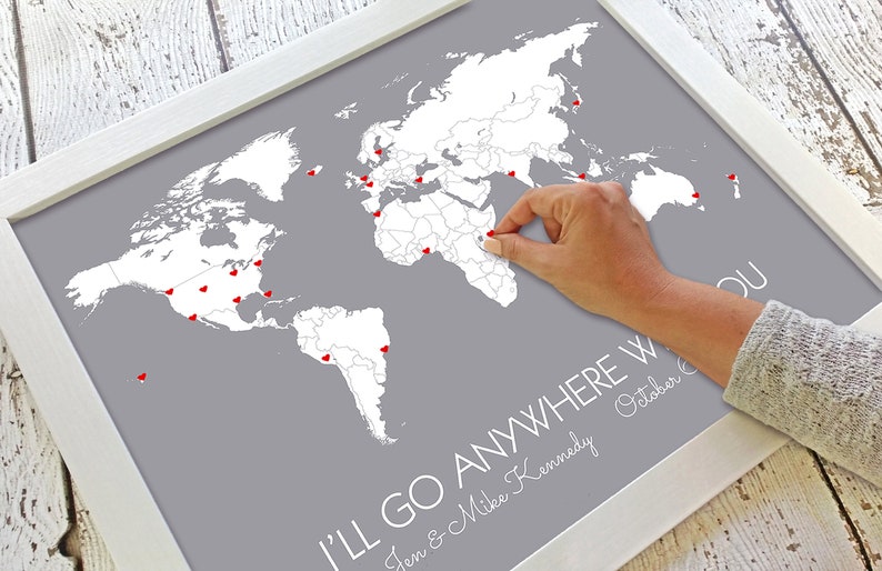 Personalized World Map Poster You Are My Greatest Adventure, Unframed Travel Map Print, Opt. Pins First Wedding Anniversary Gift for Him image 8