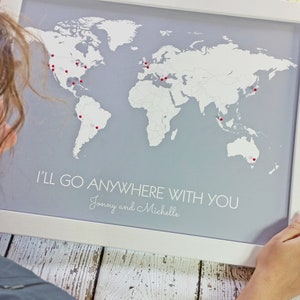 World Travel Map Print Unframed World Map Poster Personalized Wedding Gift for Couples Mother's Day Gift, 1st Year Anniversary Gift image 7