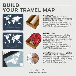 Personalized Traveler Gift Couples Map and Pins, 1st Anniversary US Where We've Been Family Places Adventure Travel Map, United States Names afbeelding 8