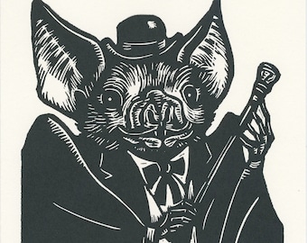 Bat "A Dapper Gent" Greeting card