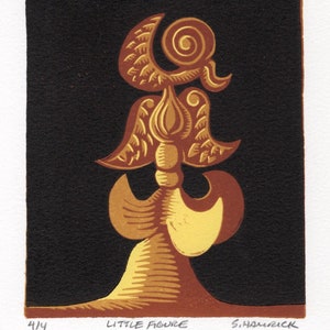 Little Figure Original Linocut