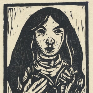 Girl with a Book woodcut