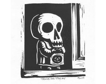 Trick or Treat Original linocut