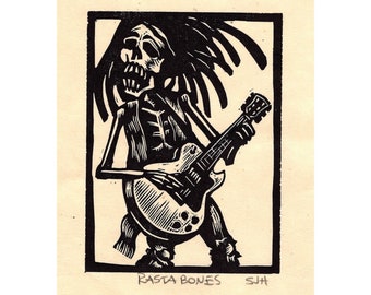 Rasta Bones original linocut