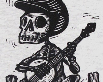 Skeleton Banjo Tshirt Calavera Banjer Bones.