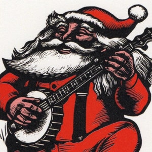 Carte de Noël Banjo Père Noël