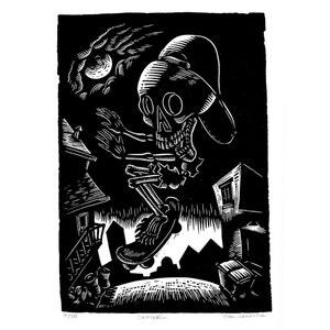Skater Original linocut