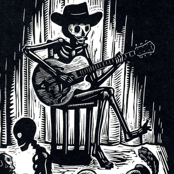 Skeleton 'guitar Bones' T-shirt 2XL, 3XL, or 4XL Black T