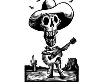 Skeleton Calaveras Cowpoke Greeting Card