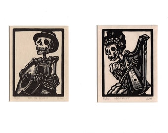 Pair of Skeleton Musicians