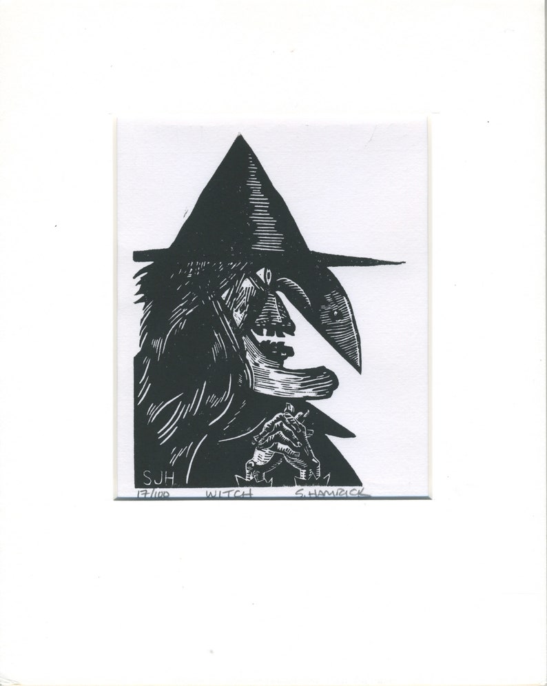 Witch linocut