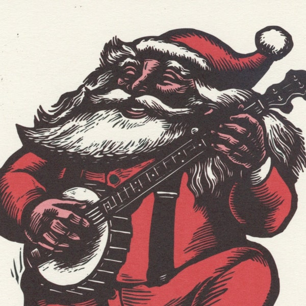 Banjo Santa Christmas Card