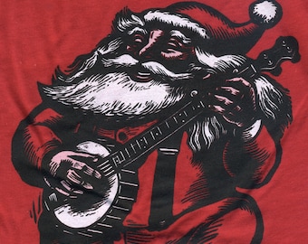 Banjo Santa Tshirt  2XL,3XL, 4XL or 5XL.