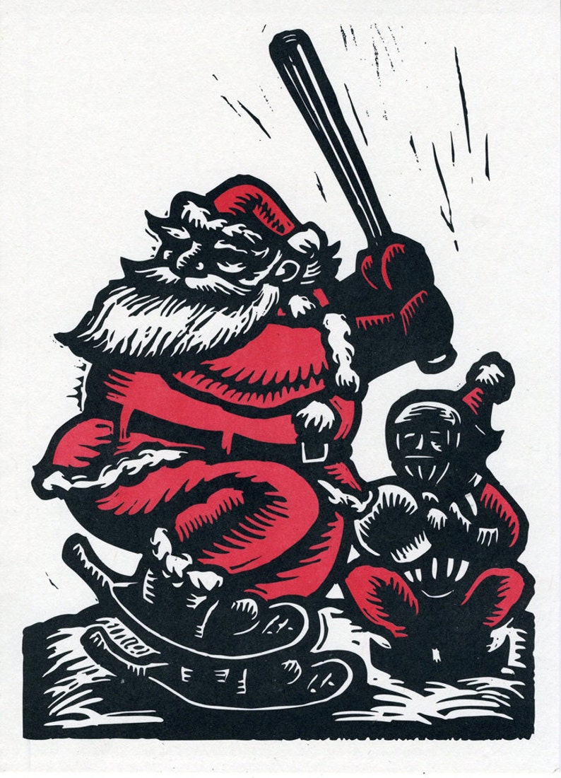 Weihnachtskarte Home Run Santa Bild 1