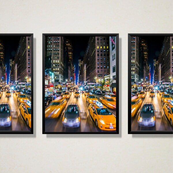 Vibrant Urban Night Scene Walll Art - City Street with Cars Oil Painting, NYC Art, Urban Night Life | PRINTABLE Digital Download