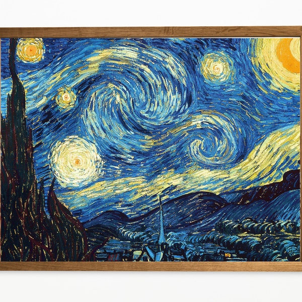 Van Gogh Oil Painting Digital Art, Starry Night Sky Print