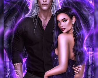 Asteria and Calix Art Print - Celestial Purple - from Of Darkness and Ruination (The Star Queen Chronicles)