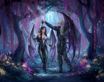 Asteria and Calix Art Print - Dancing in Elysium - Of Light and Freedom (The Star Queen Chronicles)