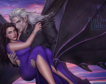 Asteria and Calix Art Print - Flying - from Of Darkness and Ruination (The Star Queen Chronicles)