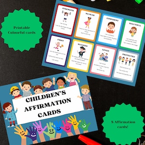 Tarjetas de afirmación positivas y de fomento de la confianza para niños y niñas, imprimibles