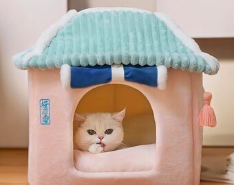 Winter Cozy Cat House, Soft Cat Nest - Provide Your Pet Warmth and Comfort - Perfect Gift for Cat and Dog Lovers! - Pet House