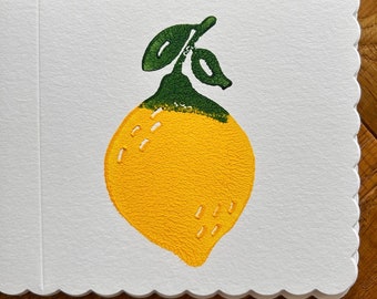 Tarjetas de felicitación en blanco impresas en bloque indio de limón brillante