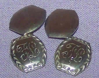 VINTAGE Silver Monogrammed F.L. 1900 Cufflinks/Cuff Links