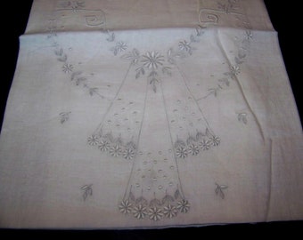 Antique/Vintage Store Stock Hand Embroidered Blouse Front Sheer Batiste "Stock" HTF