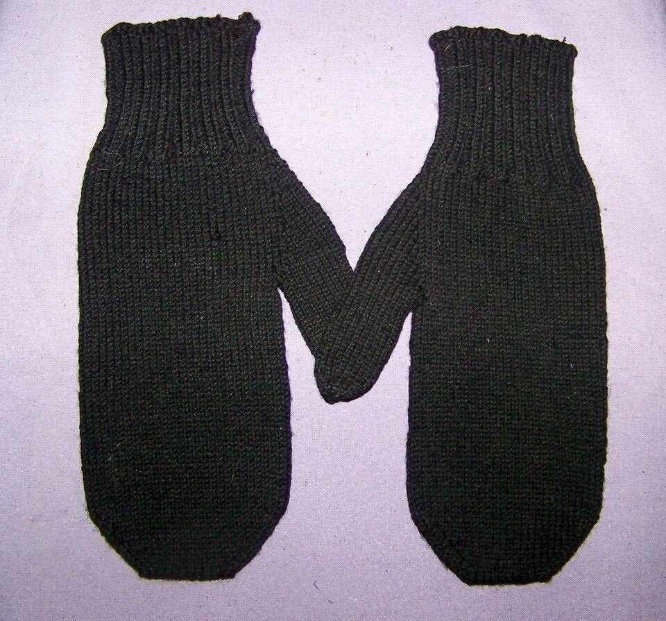 Antique Plain Hand Knit Wool Mittens Amish Mennonite Etsy