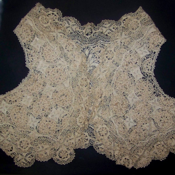 Exquisite Antique 19th Century Maltese Silk Lace Bolero/Vest