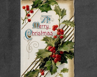 Victorian Embossed Die Cut & Cut Out Christmas Card Germany Original Paper Ephemera Scrapbook