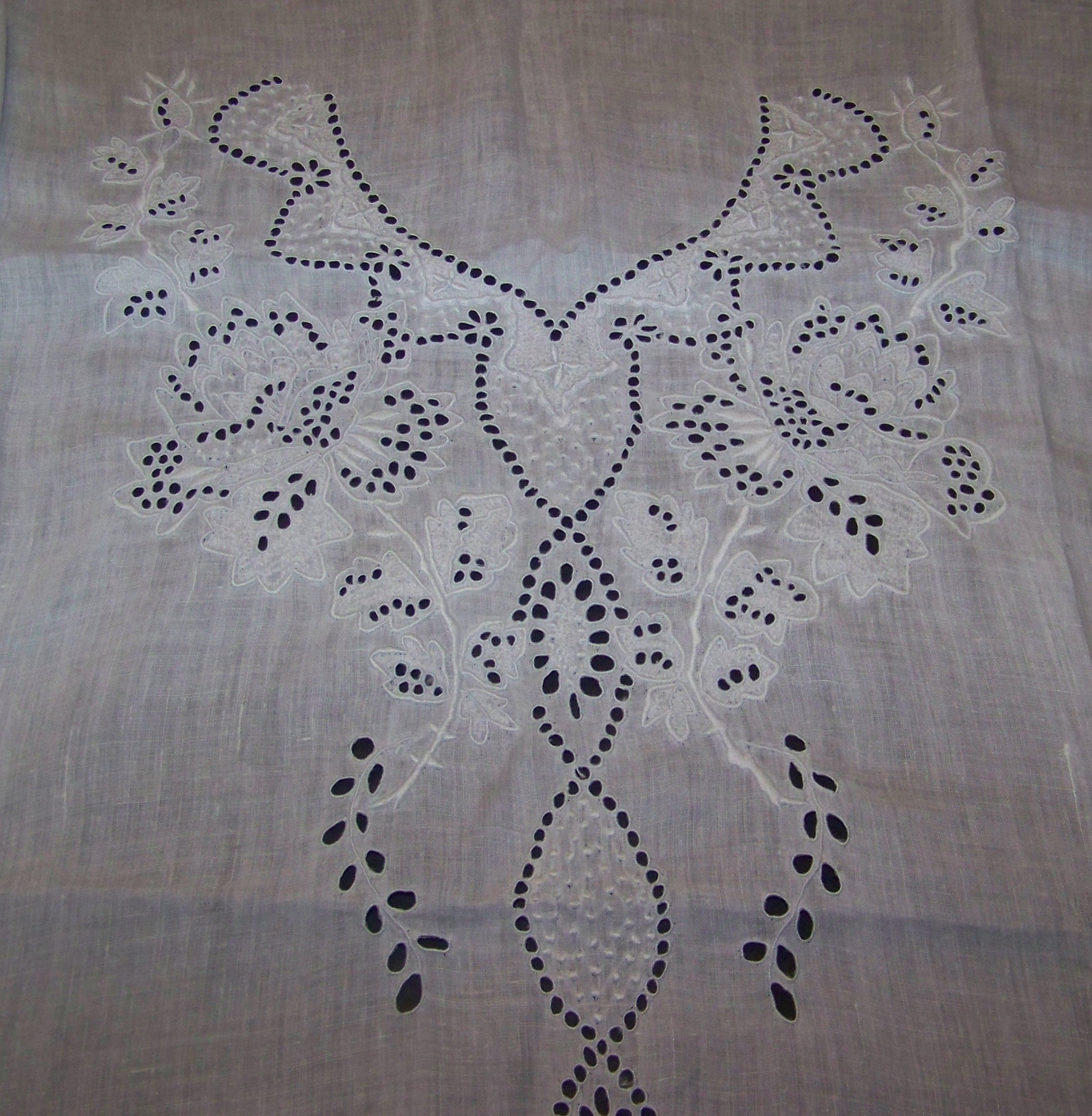 Vintage Hand Embroidered Linen Blouse Front, Ayrshire Whitework - Etsy