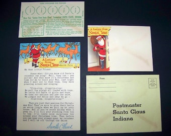 HTF Vintage Letter From Santa Claus 1935-45 Helen Shannon Kansas 4 Pieces Great Complete