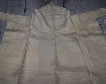 Antique Linen Apron With Needlework Trim 1900 Looks Unused Country Kitchen Display Wearable OOAK