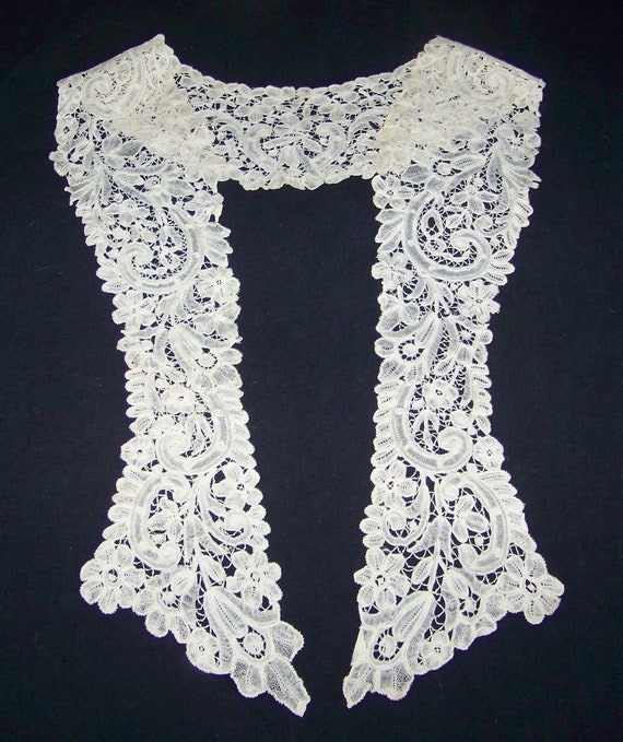 Antique  Handmade  Duchesse Bobbin  Lace Collar L… - image 1