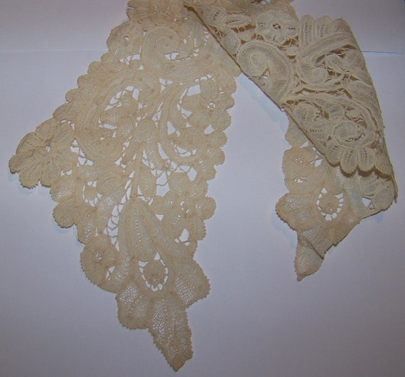 Antique  Handmade  Duchesse Bobbin  Lace Collar L… - image 10