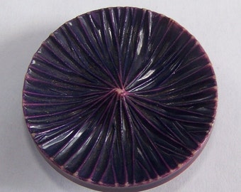 Vintage Molded Plastic Coat Button Purple Spiral Dimensional