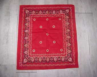 Vintage 1910s-1940s Elephant Brand Trunk Down Bandanna Red