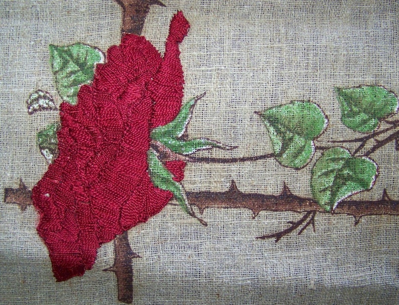 Victorian Pillow Top Intense Silk Embroidered Roses PROJECT