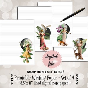 Full Moon Printable Letter Writing Paper for Snail Mail, Woodland Animal Printable Stationery Set, Moon Phase Letter Set, Junk Journal Paper