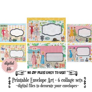 Printable Retro Collage Address Labels, Junk Journal Ephemera (Digital Download)