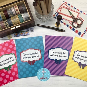 Jeu de cartes postales de remerciement pour amis et correspondant, jeu de cartes de remerciement, citations de remerciement colorées lumineuses, carte postale d'amitié, jaune, rose, bleu