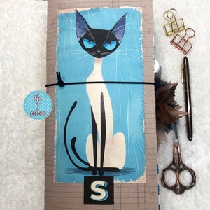 Siamese Cat Junk Journal Loaded with Siamese Cat Ephemera and Papers, Handmade Soft Cover Siamese Cat Scrapbook, Gift for Cat Lover, Cat Mom