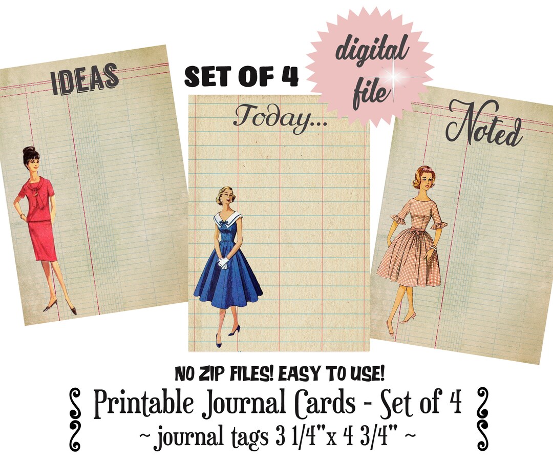Vintage Look Printable Journal Cards Junk Journal Cards Vintage Look ...
