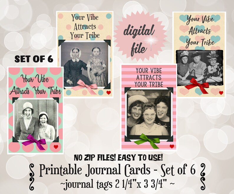 Your Vibe Attracts Your Tribe Tags, Printable Journal Cards, Law of Attraction Digital Tags, Vision Board and Journal Spots image 1