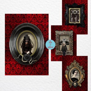 Cartes postales effrayantes d'Halloween, jeu de cartes postales d'Halloween gothiques sombres, cartes postales de sorcières, gothique sinistre effrayant, fantôme effrayant, noir rouge occulte macabre